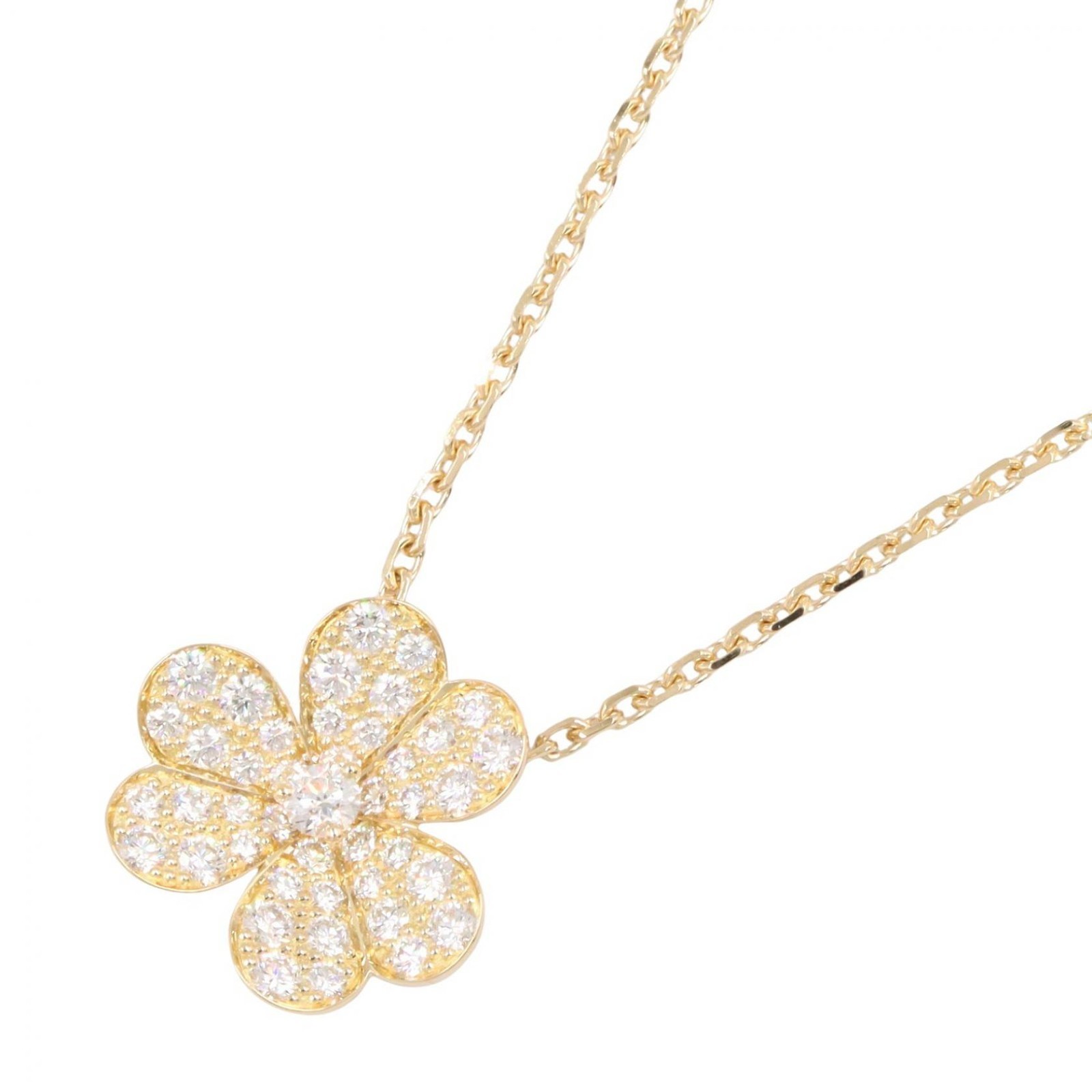 Van Cleef & Arpels Frivole Small Diamond Necklace Pendant 18KYG Gold Used Women