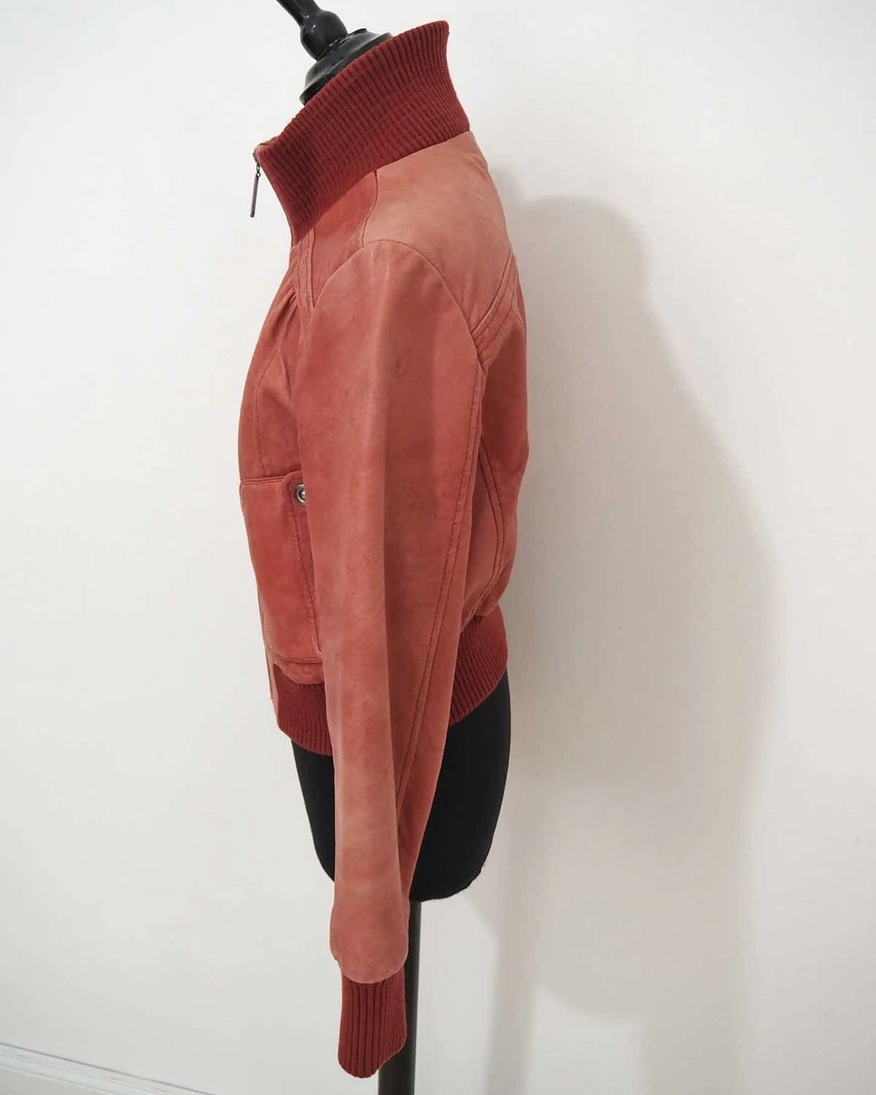 APART Damen Lederjacke Blouson Gr. 38 Antik Rot Nappaleder Vintage Bomberjacke