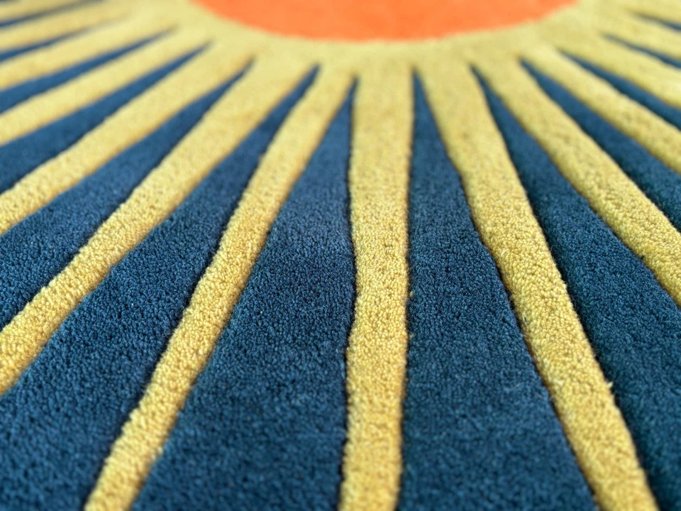 Sun Round Wool Rug 100% Woolen Area Rug For Hall Kitchen Living Room Bed Rom Rug - Image 4 of 4