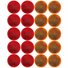 2" Inch Round Reflector Bike,Trailer,Truck,Boat,Mailbox Qty 20 (10 Red/10 Amber)
