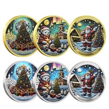 6pcs/set Merry Christmas Zinc Alloy Colored 3D Relief Commemorative Coin