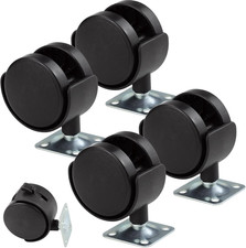 4 Pack 2 Inch Plastic Furniture Casters, Nylon Swivel Plate Casters with Brakes