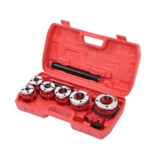With 6 Dies Set Ratchet Pipe Threader Kit Ratcheting Pipe Threading Tool Set
