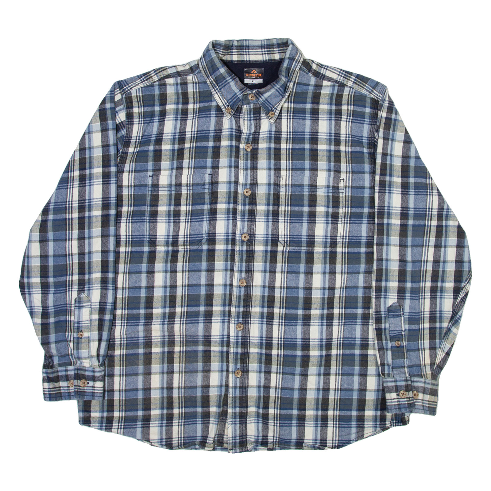 Camisa RIDGECUT Para Hombre Azul Cuadros Manga Larga XL