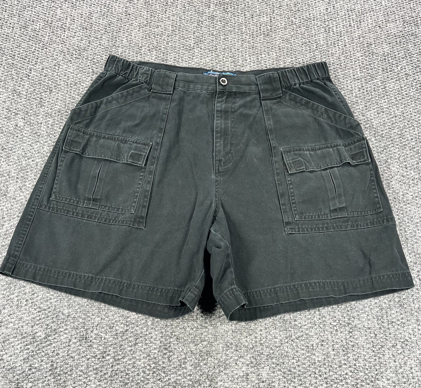 Croft & Barrow Cargo Shorts Mens 38 Black Cotton Elastic Sides Fishing