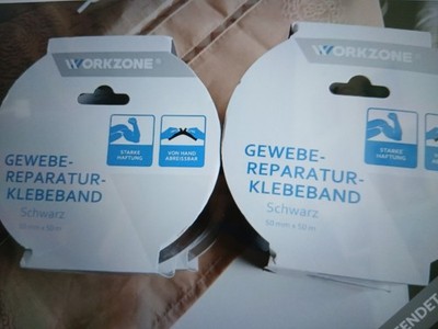 Workzone Gewebeband Reparatur Klebeband   schwarz , 4. Rollen neu