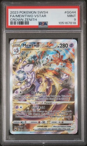 2023 POKEMON SWORD & SHIELD CROWN ZENITH #GG44 FULL ART/MEWTWO VSTAR PSA 9