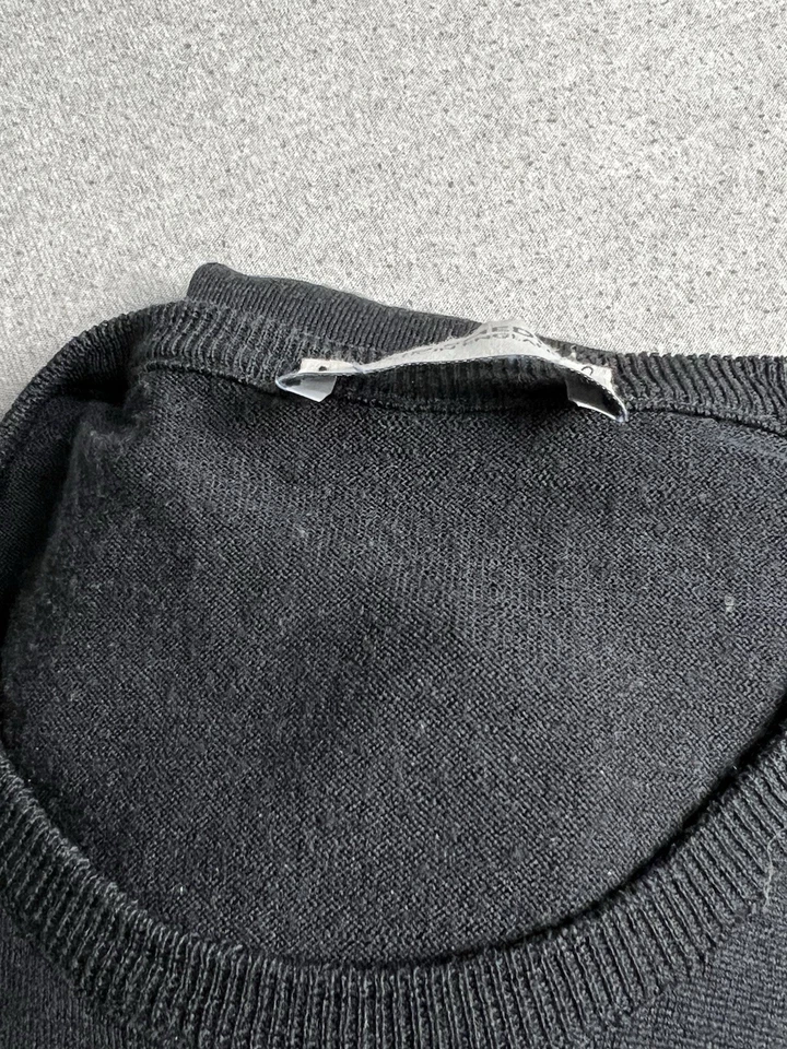 Suéter John Smedley Para Hombre L Negro Ligero Cuello Redondo Nueva Lana Hecho en Inglaterra Foto 3 de 4