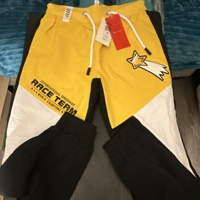 Fifth Loop Men's Jogger Pants M Black/Yellow/White 100% Polyester Drawstring