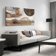 Prepeyssee Grey and Brown Boho Abstract Canvas Wall Art for Living Room Bedro...