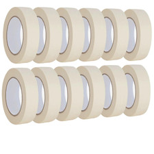 Masking Tape 1 Inch 12 Pack, Adhesive Painting Tape Bulk for General Purpose Use