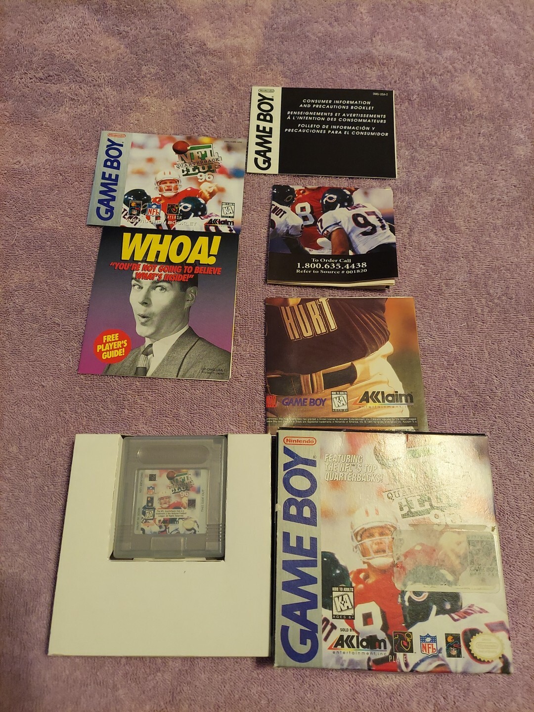 NFL Quarterback Club 96 (Game Boy, Gameboy 1995) Open Box Original Papers (Vgc)