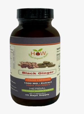 Black Ginger Supplement 45 Capsules Pelvic Circulation, Stamina, Energy Support
