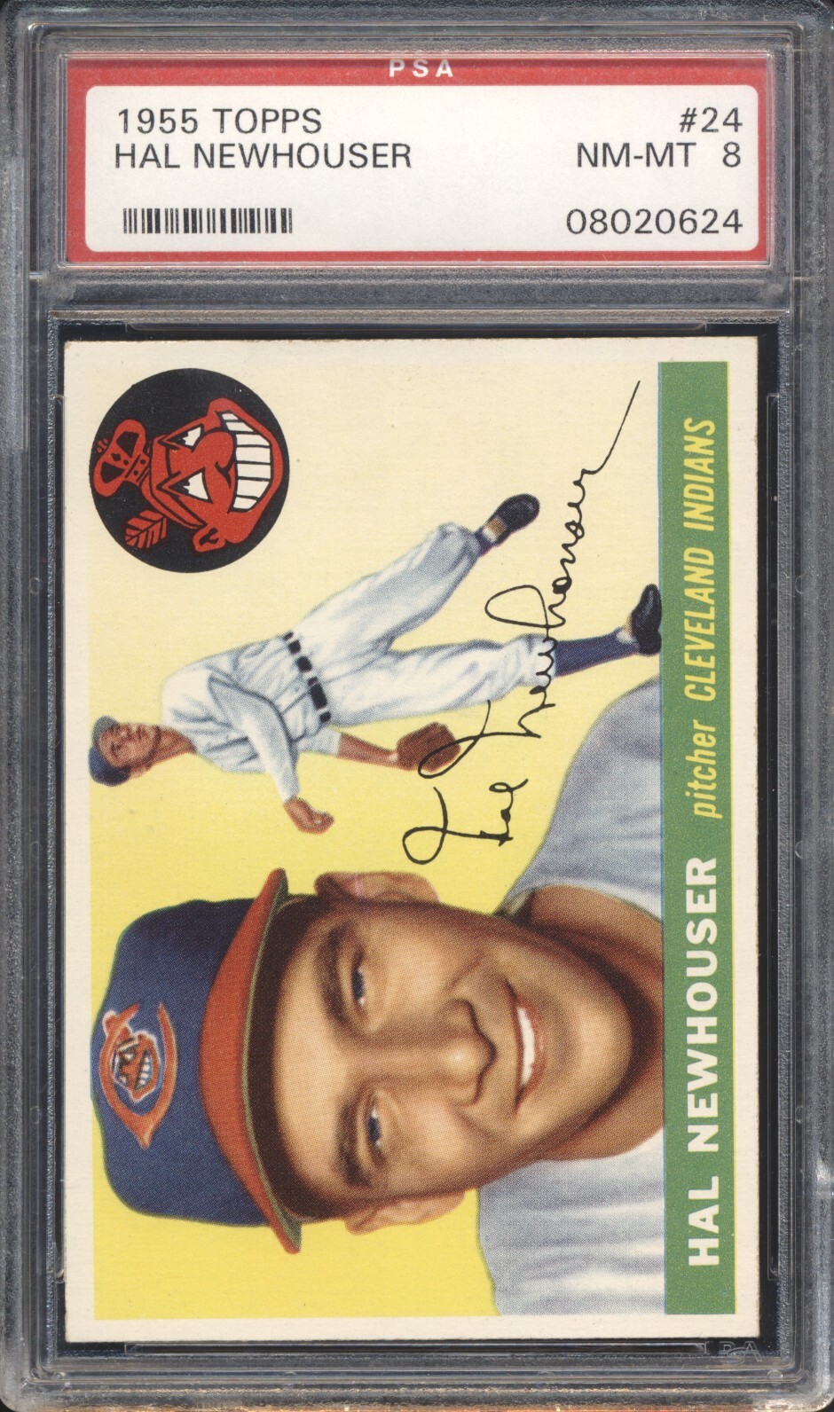 1955 Topps Baseball Hal Newhouser #24 PSA 8 CLEVELAND INDIANS NM-MT LOW POP HOF