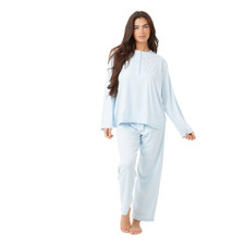 Womens Winter Pyjamas Set Floral Crew Neck Top Pyjama Super Soft Loungewear