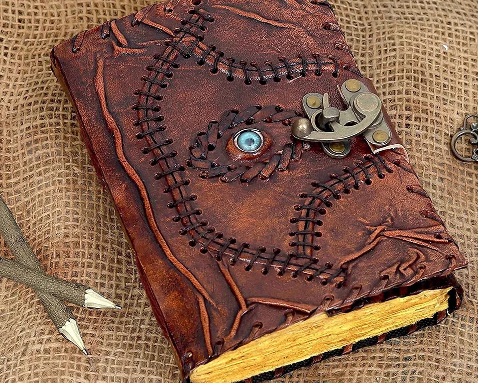 Vintage Hocus Pocus Book of Spells Leather Journal Evil Eye Diary Book Christmas - Image 2 of 4