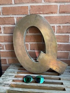 Antique Copper Sign Letter Q 16”H