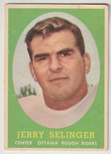 1958 Topps CFL Jerry Selinger Rookie Card #43 Ottawa Rough Riders St. Joseph's
