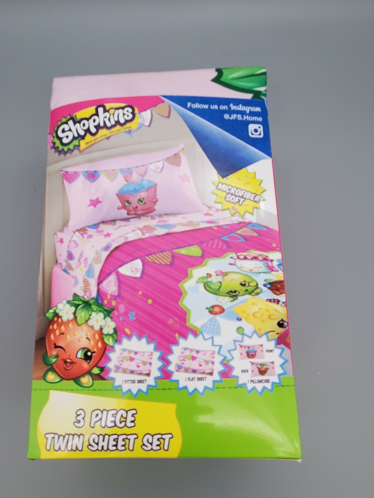Shopkins 3 Piece Complete Twin Sheet Set Microfiber Soft for sale ...