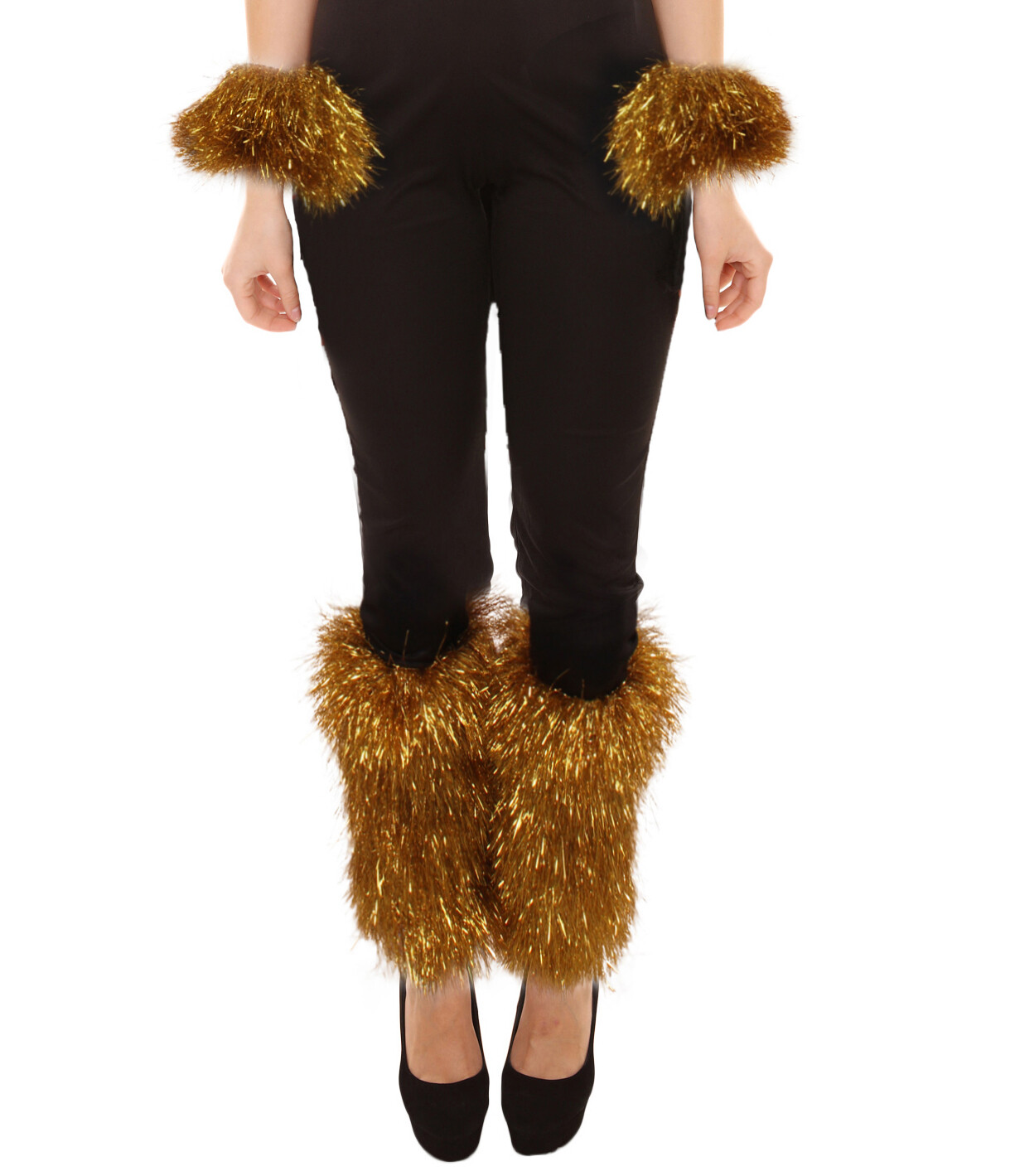 Conjunto de calentador de piernas y puños de oropel multicolor para fiesta unisex para adultos, HA-020+HA-021