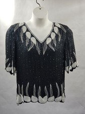 Vintage Imperial 100% silk beaded blouse