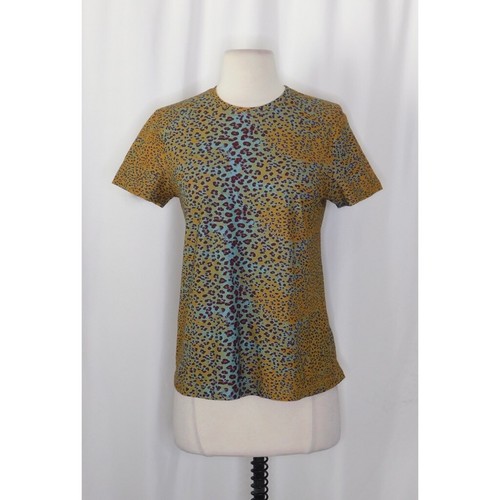 ULLA JOHNSON Estelle Leopard Ocelot Animal Print T-Shirt Top Knit Cotton Small - Picture 2 of 15