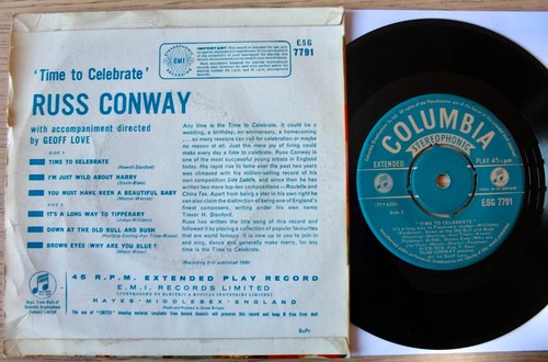 RUSS CONWAY TIME TO CELEBRATE PIANO 7" EP COLUMBIA STEREO (1959) EX GT BRITAIN - Picture 2 of 4