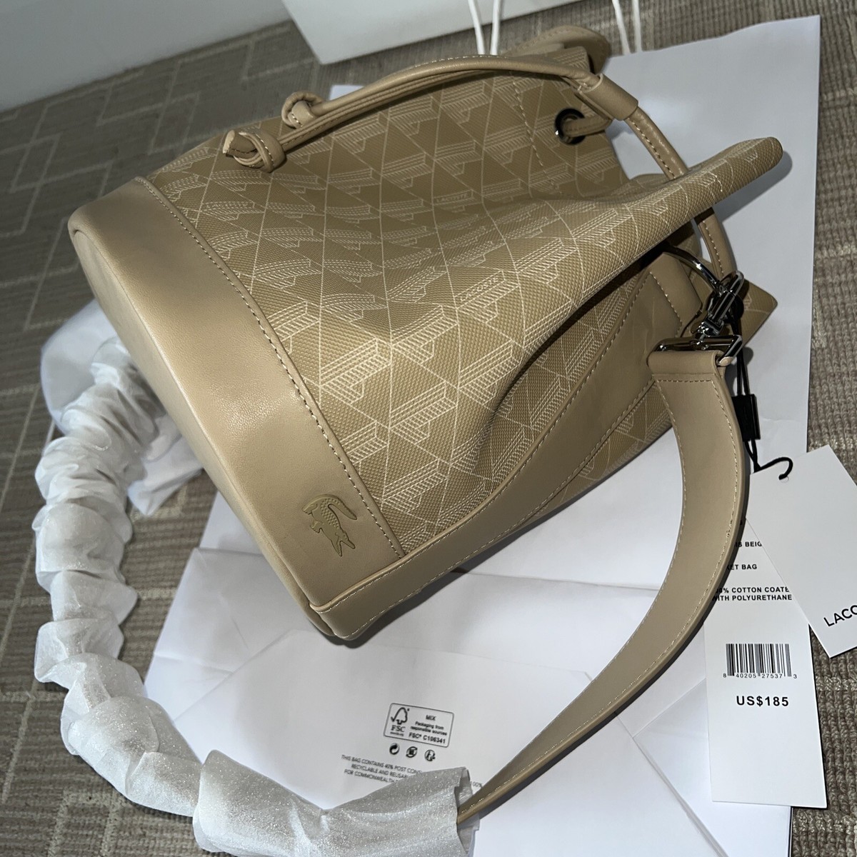 ショルダーバッグ・ポシェット Lacoste Women's Heritage Canvas Bucket Bag Lacost Women Canvas Bucket Bag New Edition | eBay