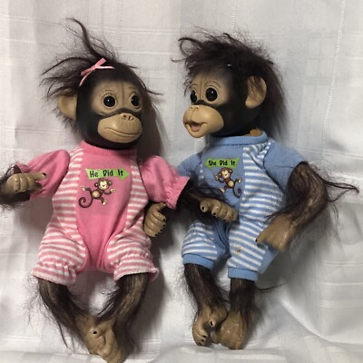 Twins Ashton Drake Baby Monkey Doll Orangutan Hair Soft Posable