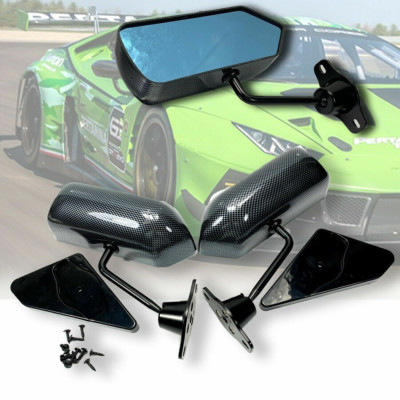 F1 Carbon Fiber Print Blue Lens Side Mirrors Fits Jetta Beetle Mk3 Mk4 MK5 Golf