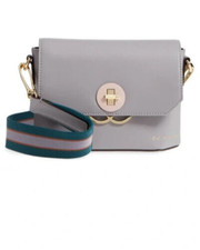 Ted Baker Colour By Numbers Grey Leather Flap Small Crossbody Bag Euc