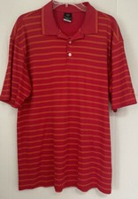 NIKE mens dri fit stripe polo shirt Short Sleeves red size Large