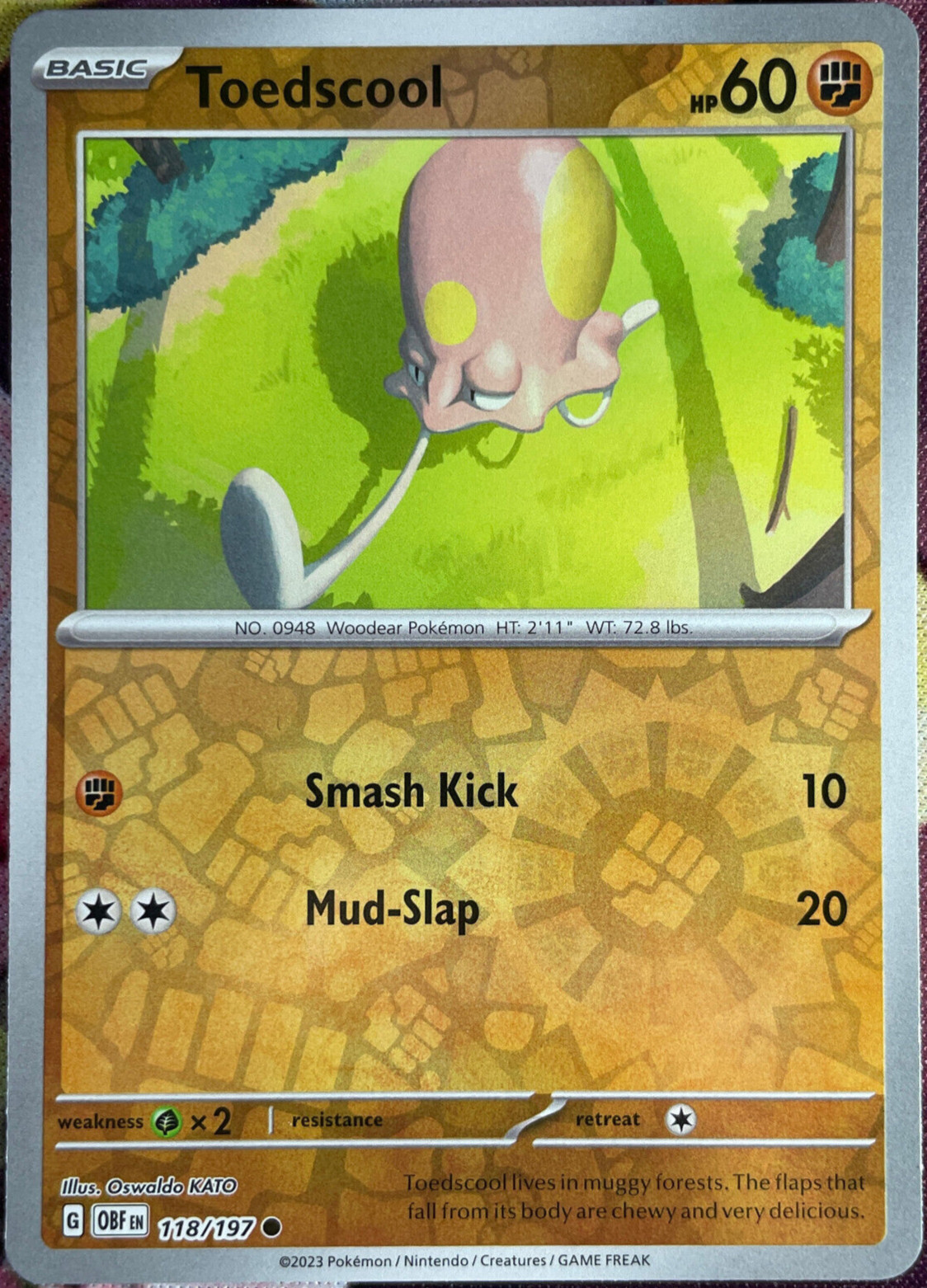 Toedscool Reverse Holo - 118/197 - Obsidian Flames Pokemon 2023