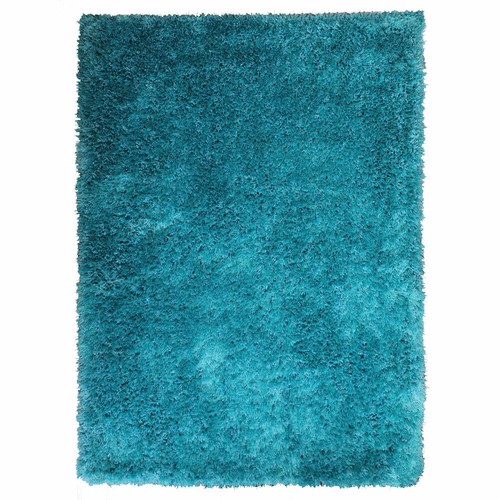 Eco-Friendly Hand Tufted Shag Polyester Area Rug Solid Blue BBH Homes - Picture 3 of 8