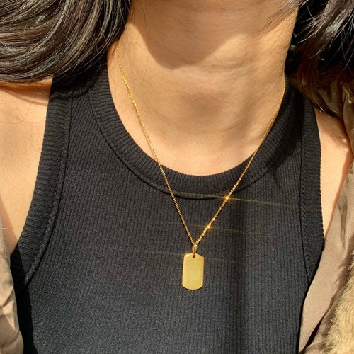 Mini Dog Tag Pendant 14K Solid Gold Dog 