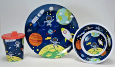 Melamineware Kids Outer Space 3 Piece Plate Set with Sippy Cup.