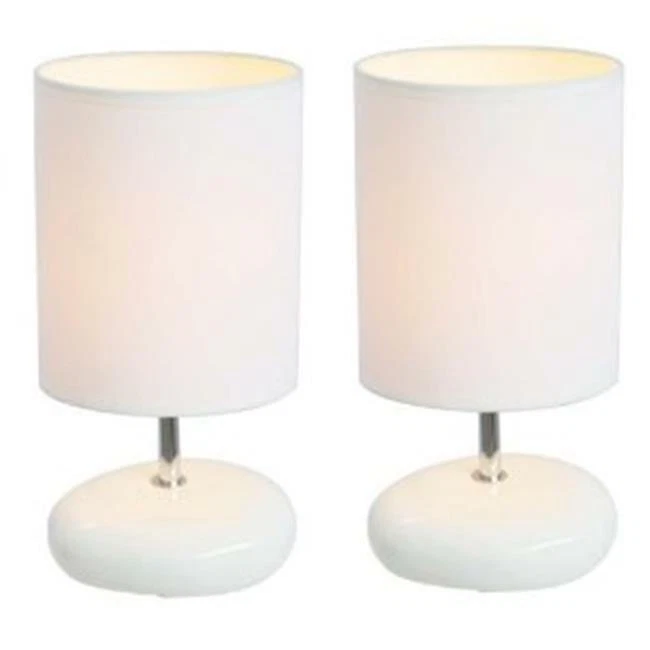 Simple Designs Stonies Small Stone Look Table Bedside Lamp 2 Pack