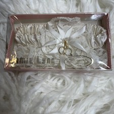 Vintage Jamie Lynn Wedding White Garter Beautiful Classic Lace Satin Ribbon Bow