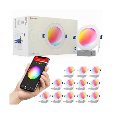 JULLISON 6 Inch LED Smart Slim Recessed Pot Light, WiFi APP& Voice Control, 1...