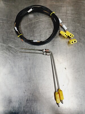 Lot of 2* OMEGA thermocouples Type K  2x 12'' Probes 3x Female w/ Wire 4-5'