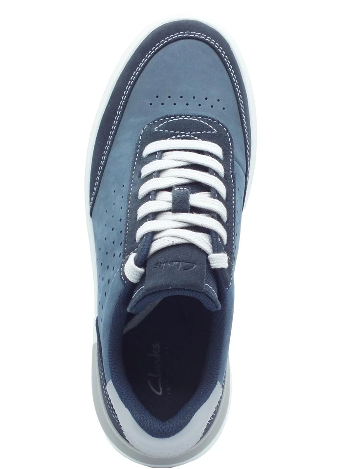 Clarks Courtlite Run Navy Nubuck Sneakers Sportive per Uomo in nabuk e pelle blu - Immagine 3 di 3
