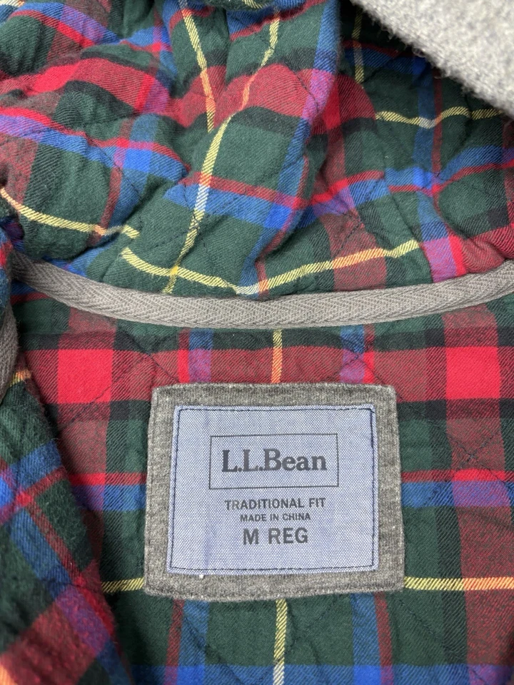 L.L. Sudadera con Capucha Bean Para Hombre Sudadera Mediana Forrada de Franela Cremallera Completa Mezcla de Algodón Gris Foto 3 de 4