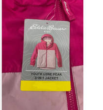 Eddie Bauer Girls Full Zip Stand Collar 3-in-1 Jacket PINKL 14/16 NWOTD