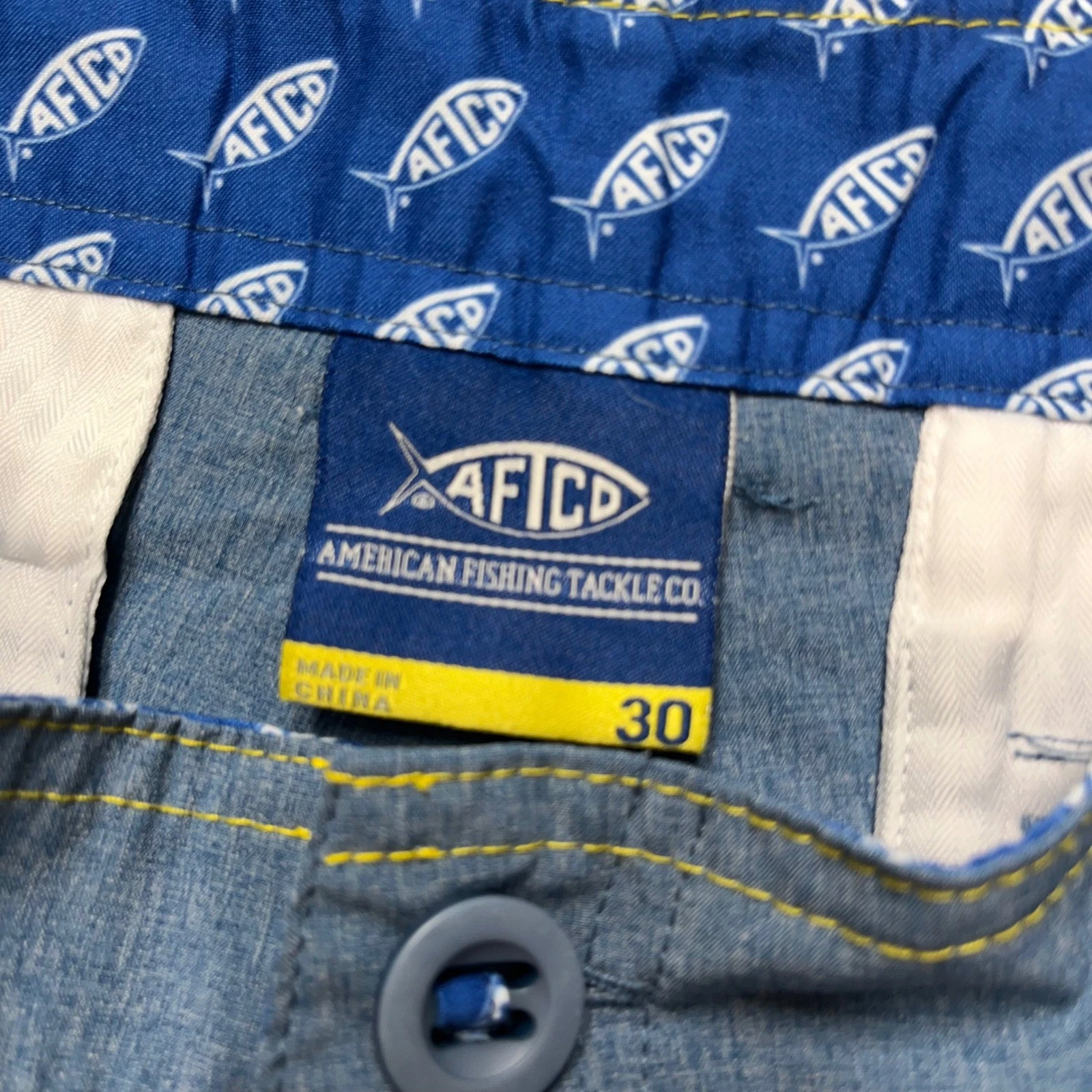 AFTCO Tech Shorts Men 30 Blue Magnetic Pocket Performance Fishing Golf NWOT