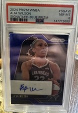 Panini 2024 Prizm WNBA A'ja Wilson Signature Blue Prizm Auto PSA 8 #SGAW