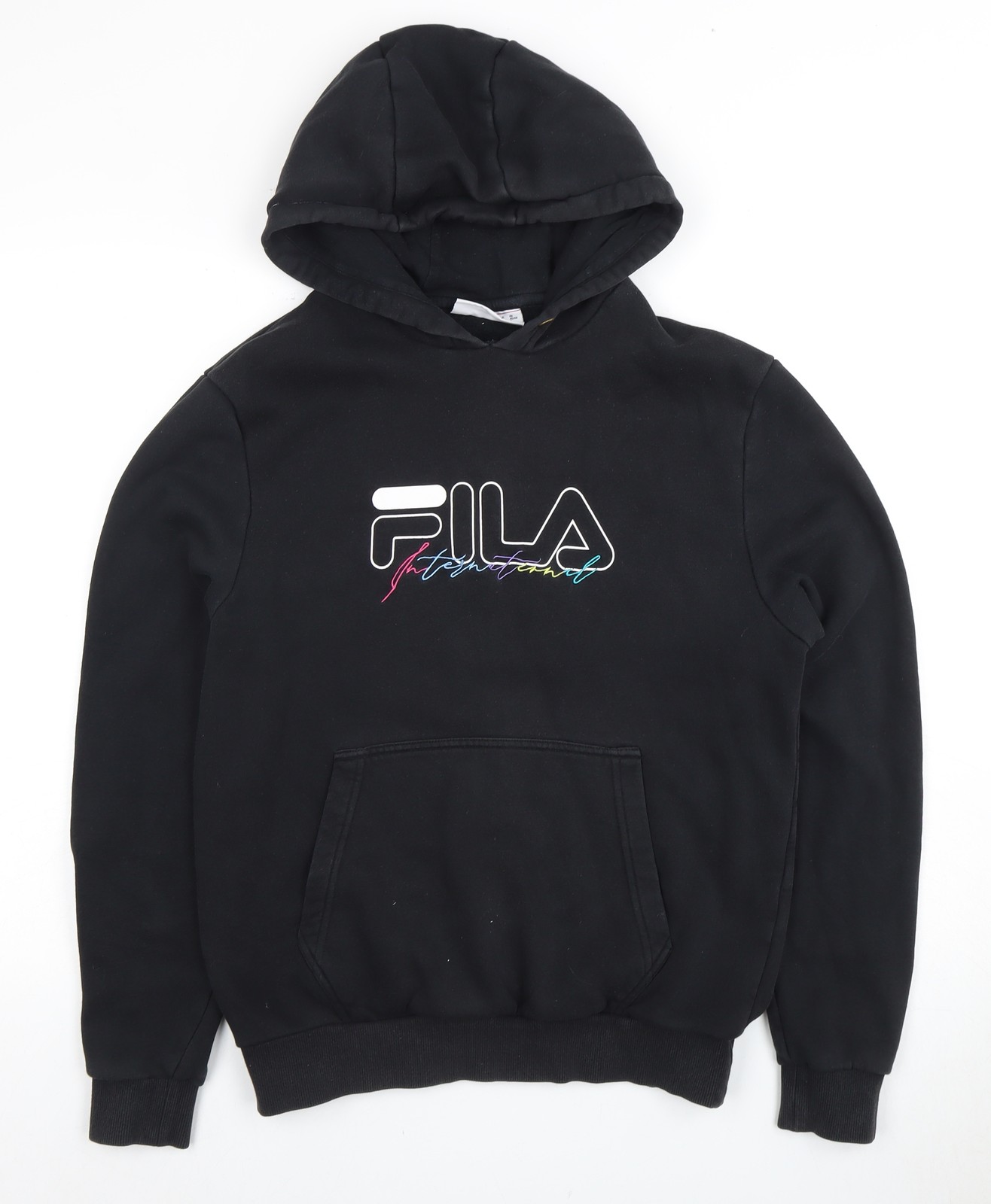 Felpa con cappuccio pullover Fila uomo nera con logo taglia S