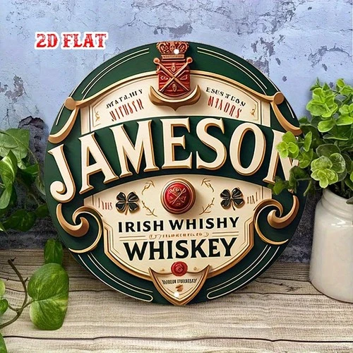 2D Flat,Jameson Irish Whiskey Tin Metal Signs Home Décor 8x8 Vintage Celtic Knot