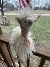 Bunnies By The Bay Dolly Llama Plush Wild Hair Dangle Legs Rainbow Ears 9”CUTE￼