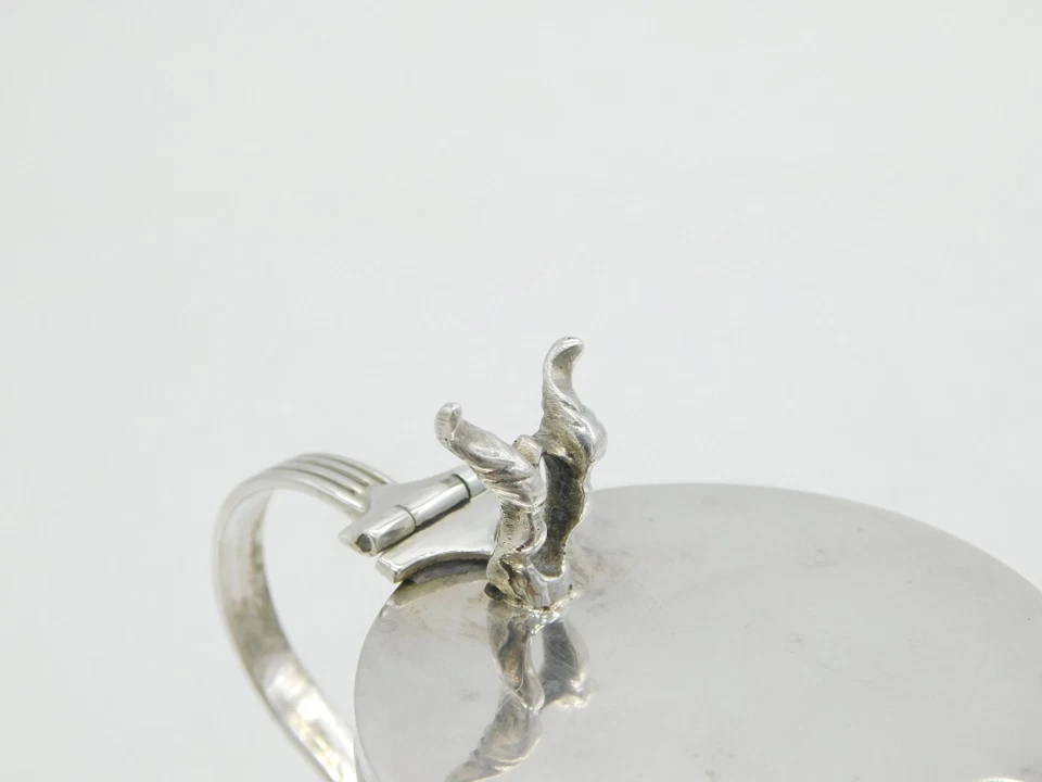 Pote de mostarda com acabamento de chifre do diabo prata esterlina antigo 1930 Birmingham Art Deco - Imagem 2 de 4