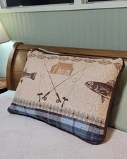 Lakeside Collection Pillow Sham, Fly Fishing Rustic Cabin Lodge, 1 Standard Size